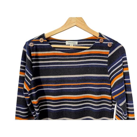 Monteau Striped Fitted Sweater Dress L - Picture 3 of 8